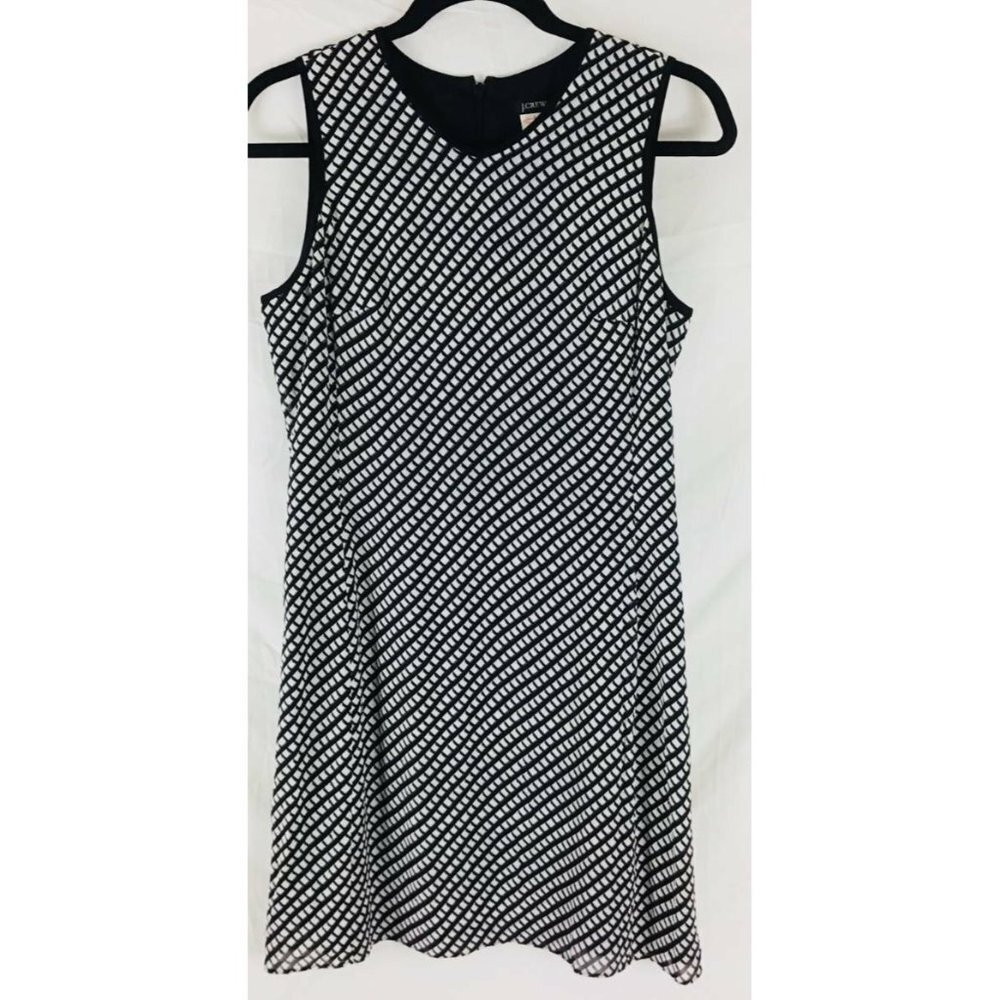 J CREW Dress Size 6 Black Geometric Shift Women